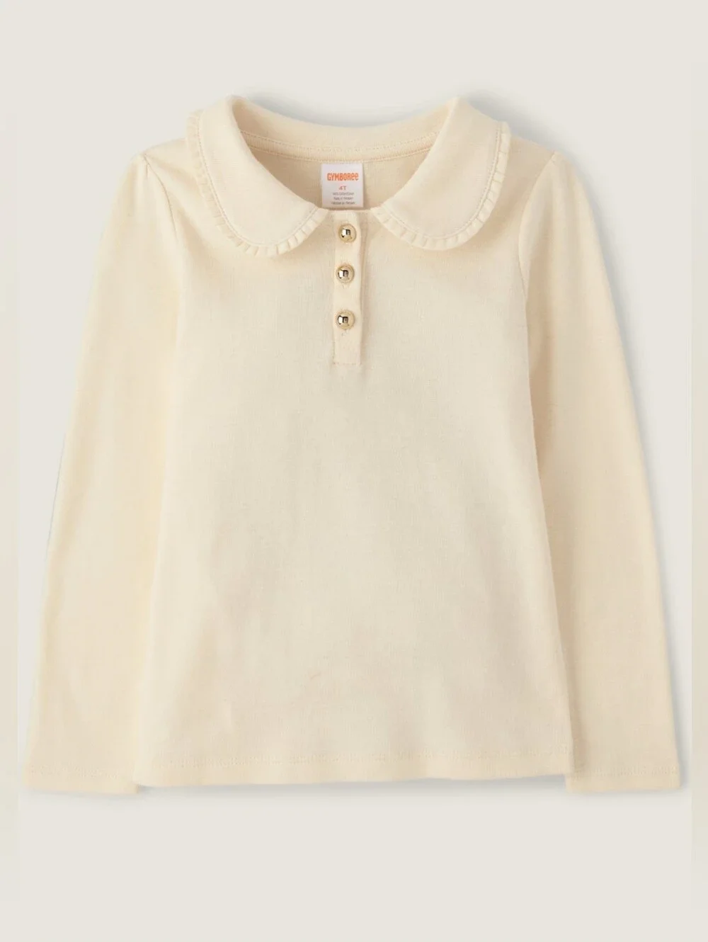 Gymboree cream-colored long sleeve ribbed Peter Pan top